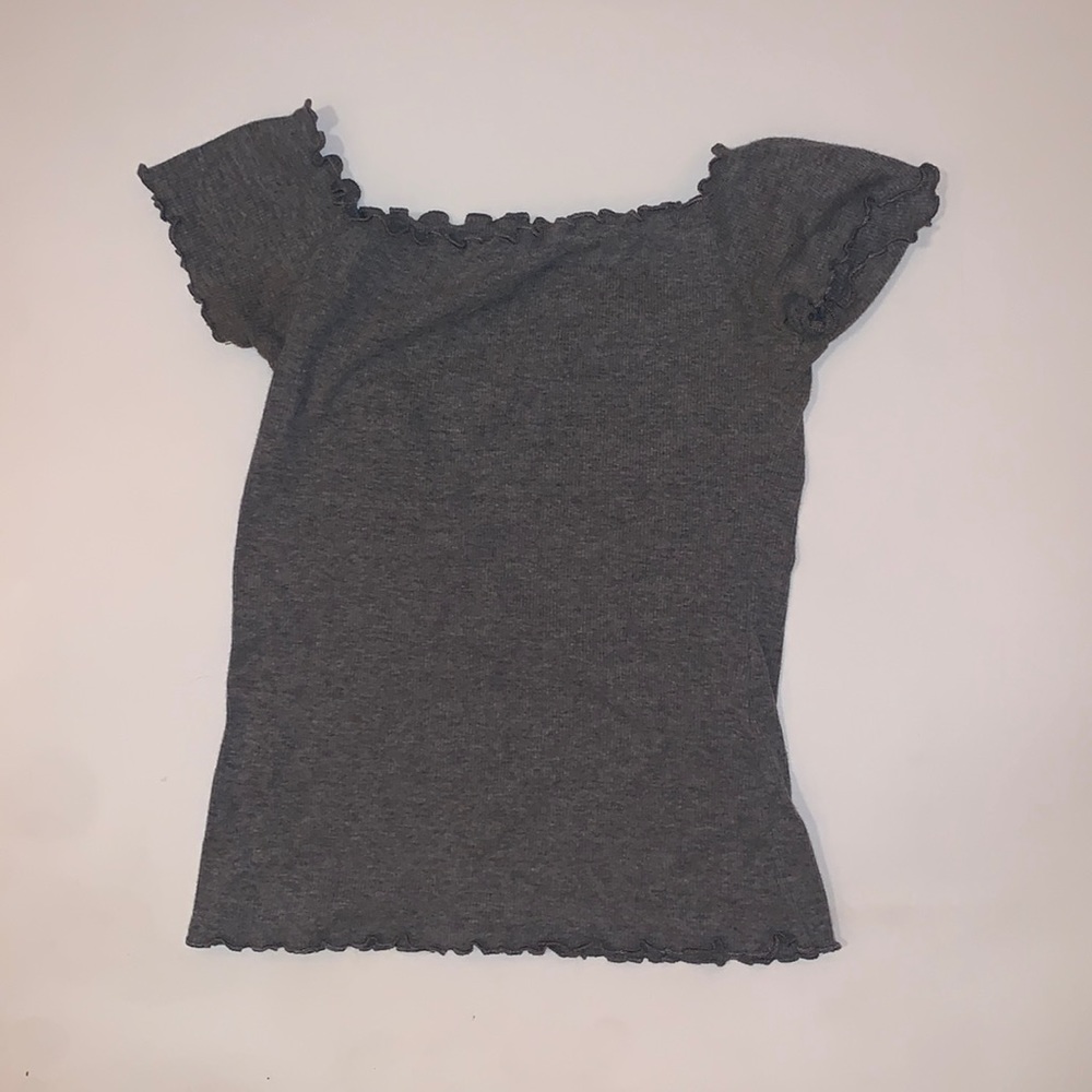 grey off the shoulder top
